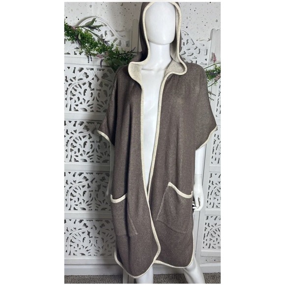 Soft Surroundings Women’s Missy One Size Brown Hoodie Poncho Cape - Picture 2 of 12